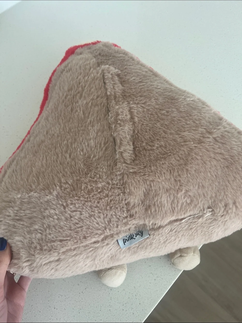 Sky Plush Pizza Slice Toy - Cream, Red & Brown Cute Smiley Pillow